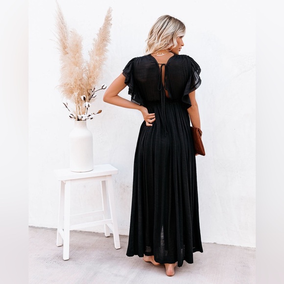 Flawless Black Crepe Maxi Dress - Picture 2 of 9